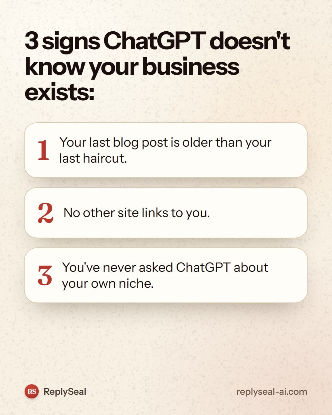 ReplySeal: 3 signs your website is invisible to ChatGPT