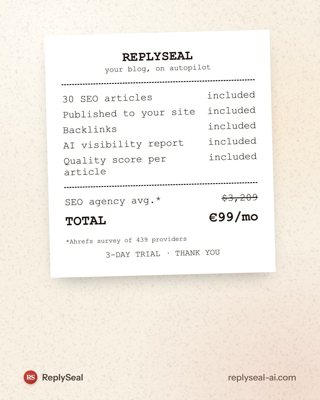 ReplySeal: SEO agency cost versus ReplySeal